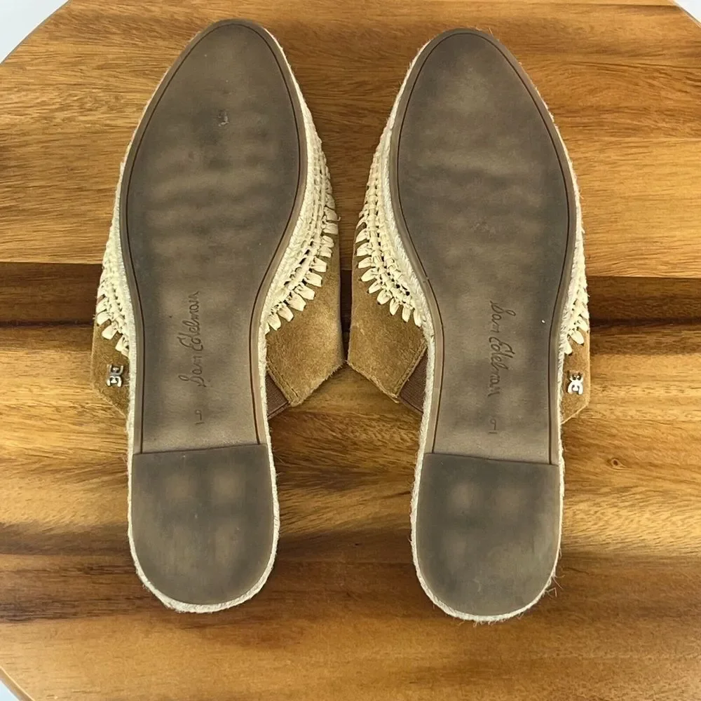 Womens Sam Edelman Austin Brown‎ Suede Espadrille Mules Shoes Size 9 M GUC